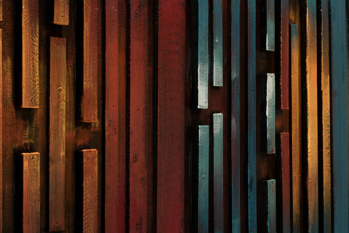 HOLZBILD Bunt 144/44 cm - Multicolor, Holz (6/44cm) - KUNSTLOFT