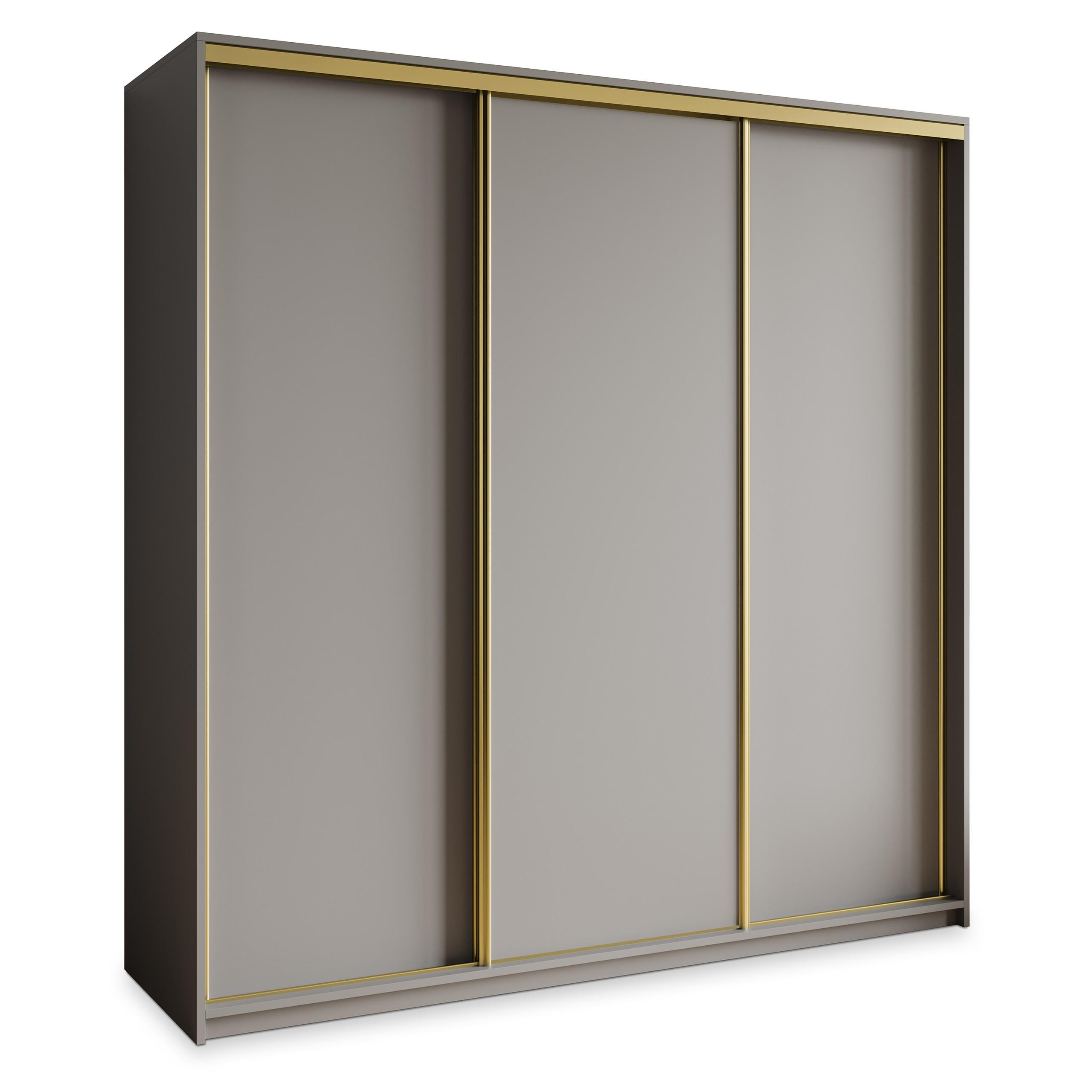 Masseno Schwebetürenschrank Graphit, Gold 180x205x60 cm