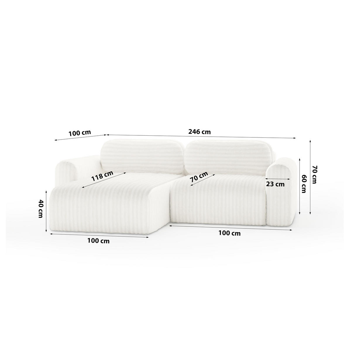 ECKSOFA mit Schlaffunktion Emmen Mini, Hellbeige - Beige, Textil (246/100cm) - Fedve