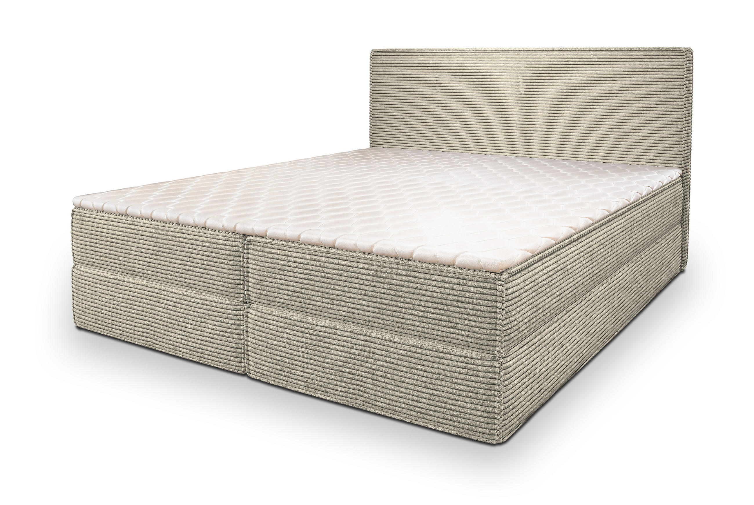 BOXBETT PELLIO 140x200 cm mit Matratze und Topper - Creme - Creme, Holz (140/200cm) - MASSENO