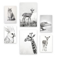 POSTER Set Mit 6 Bleistifttiere A3 & A4 Rahmenlos - Klar, Papier (29/3cm) - Nacnic