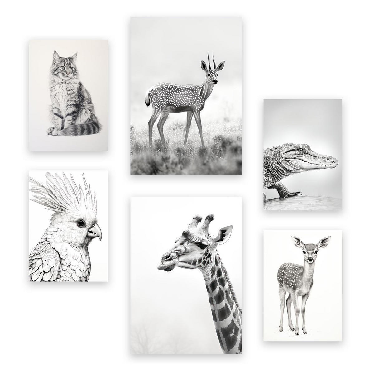 POSTER Set Mit 6 Bleistifttiere A3 & A4 Rahmenlos - Klar, Papier (29/3cm) - Nacnic