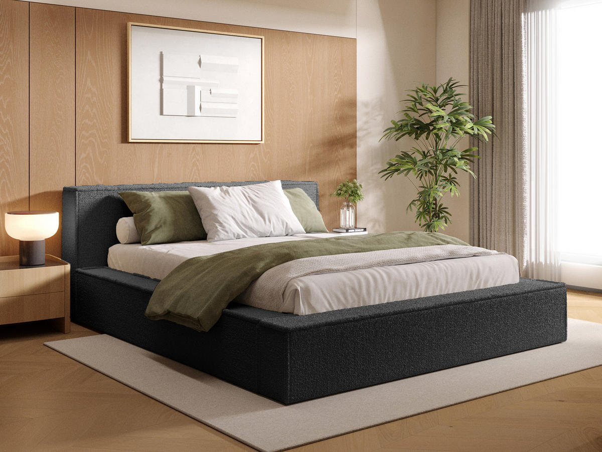 POLSTERBETT Menfi 160x200 cm, Graphit - Graphitfarben, Textil (160/200cm) - Fedve
