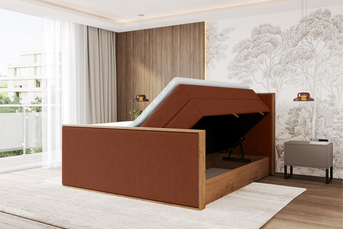 BOXSPRINGBETT LOLLI9 -Z-KING 140x200 - H3/H4 Rot - Rot, Holzwerkstoff (140/200cm) - ALTDECOR