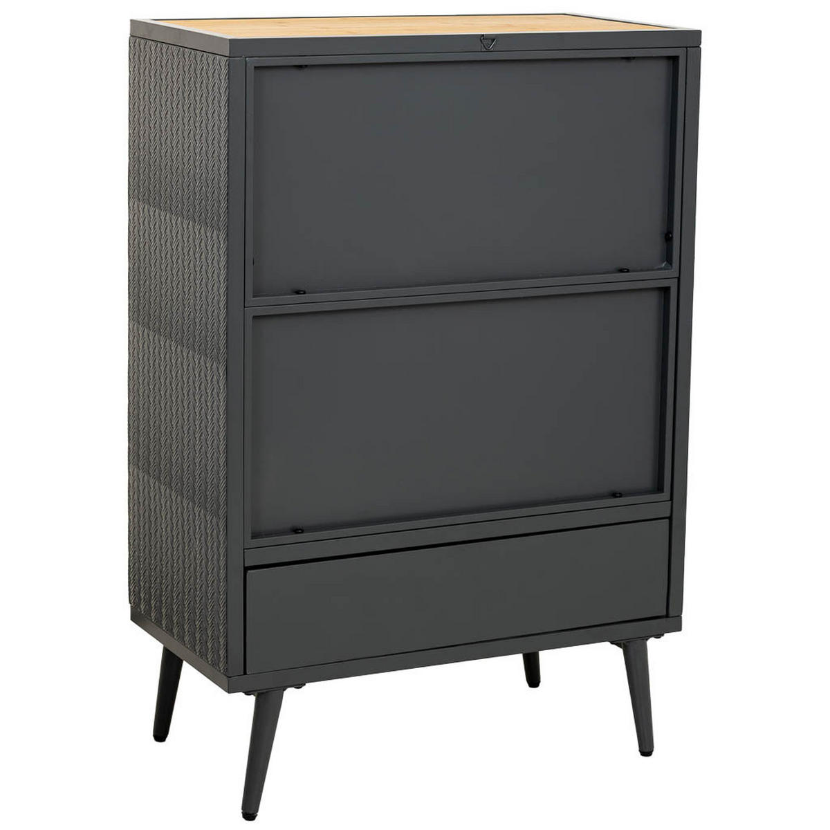 VITRINE aus Metall und Holz und Glas, schwarz, 61x32x91cm - Schwarz, Holz (61/90/32cm) - Wanderlust