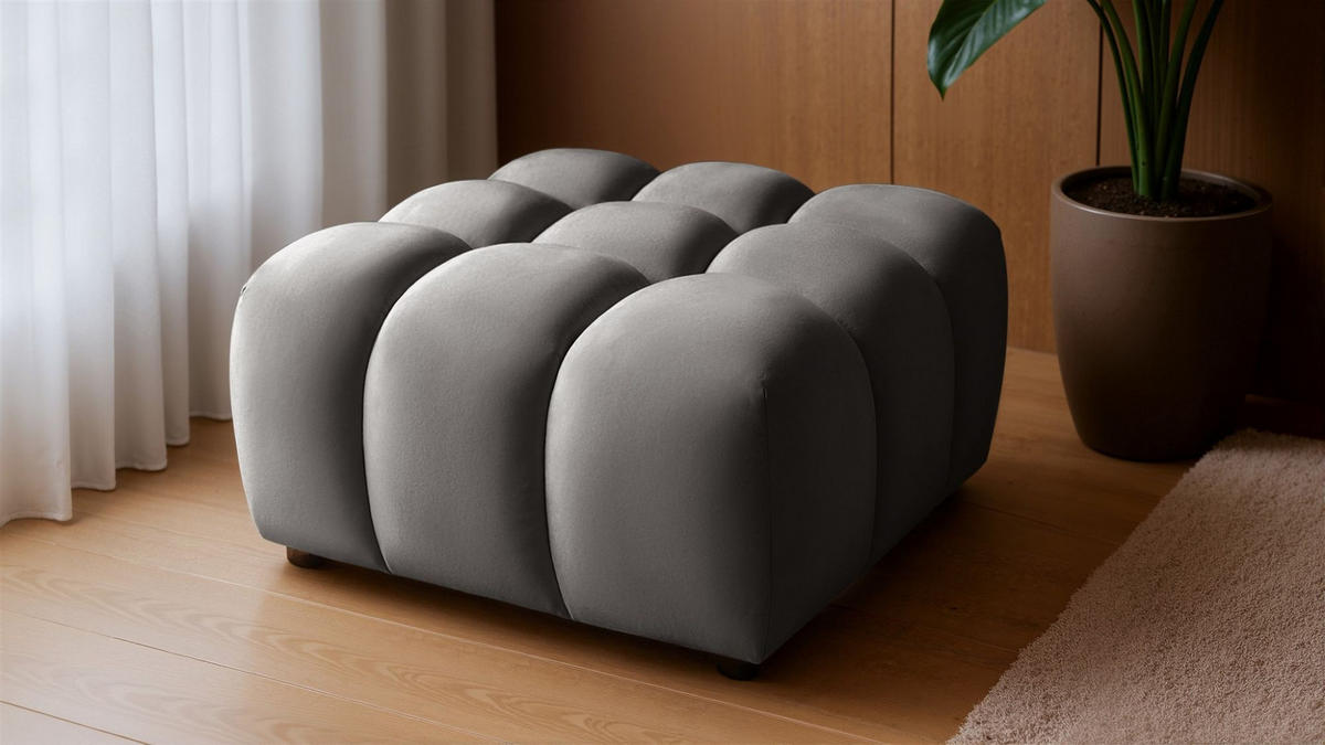 SOFA 3-sitzer Und 1-polsterhocker Flow - Dunkelgrau, Holzwerkstoff/Textil (288/71/96cm) - Fun Möbel