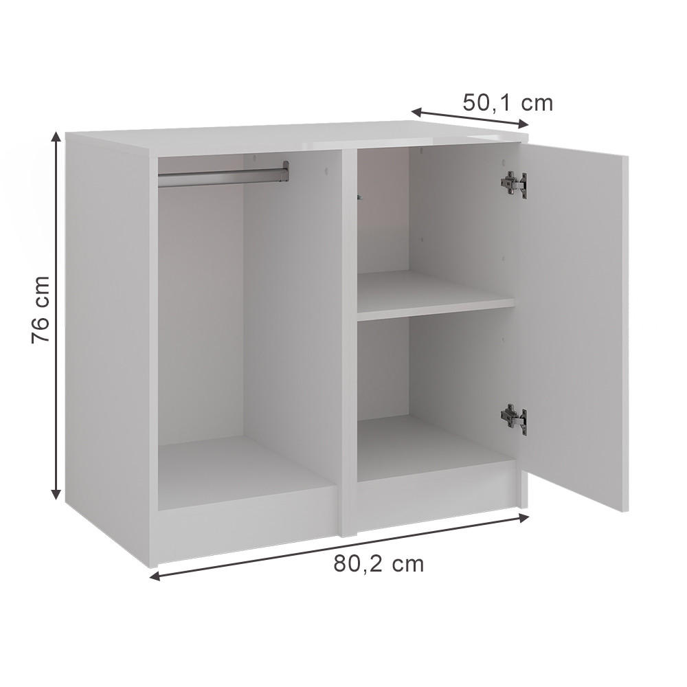 KOMMODE Sherry Weiß/Weiß Hochglanz 80.2 x 76 cm 2 Teile - Weiß Hochglanz, Holzwerkstoff (50.1cm) - Vicco