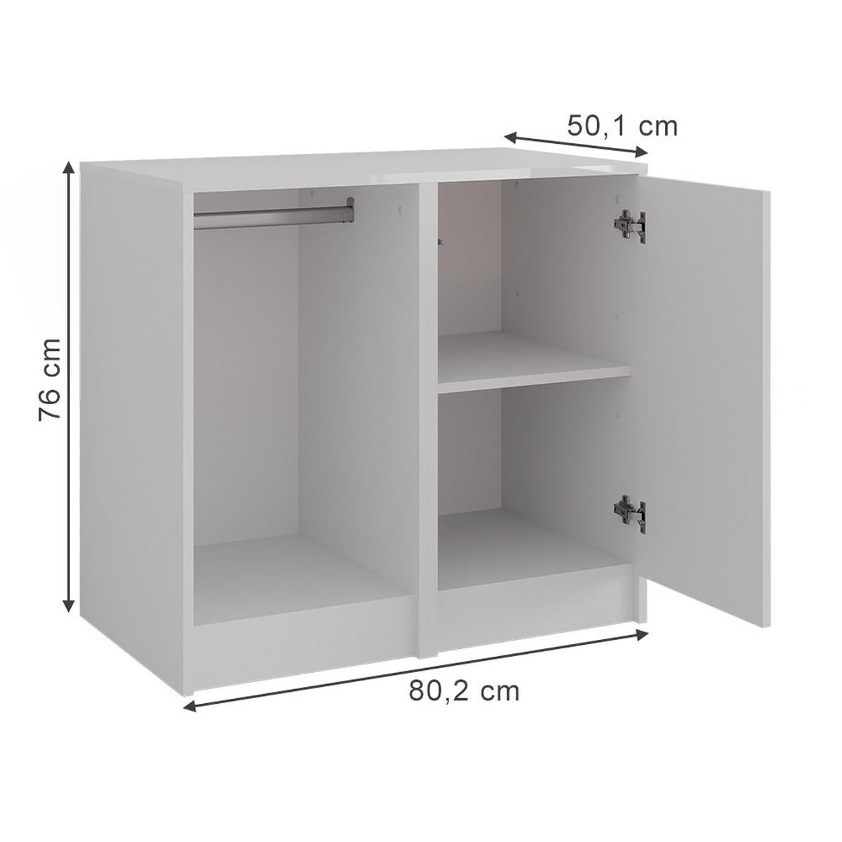 KOMMODE Sherry Weiß/Weiß Hochglanz 80.2 x 76 cm 2 Teile - Weiß Hochglanz, Holzwerkstoff (50.1cm) - Vicco