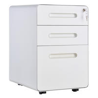AKTENSCHRANK mit 3 Schubladen, Stahl, Schwarz, 39 x 48 x 60 cm - Weiß, Metall (48/59/39cm) - Vinsetto