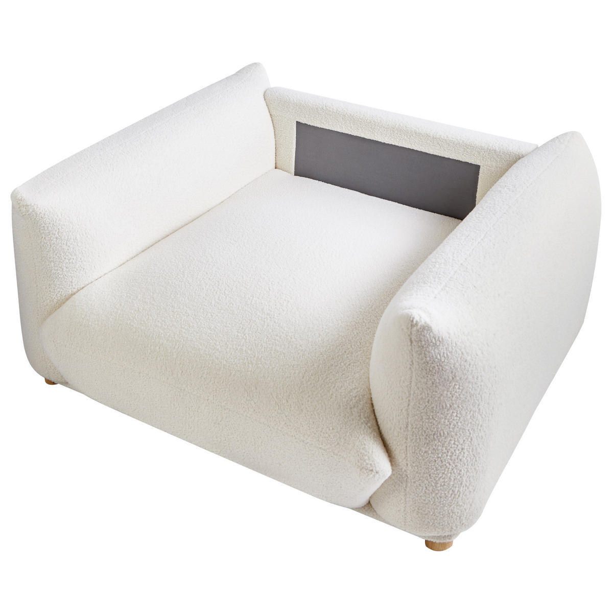SESSEL Bouclé Cremeweiß Luvos - Creme/Weiß, Textil (120/74/108cm) - Beliani