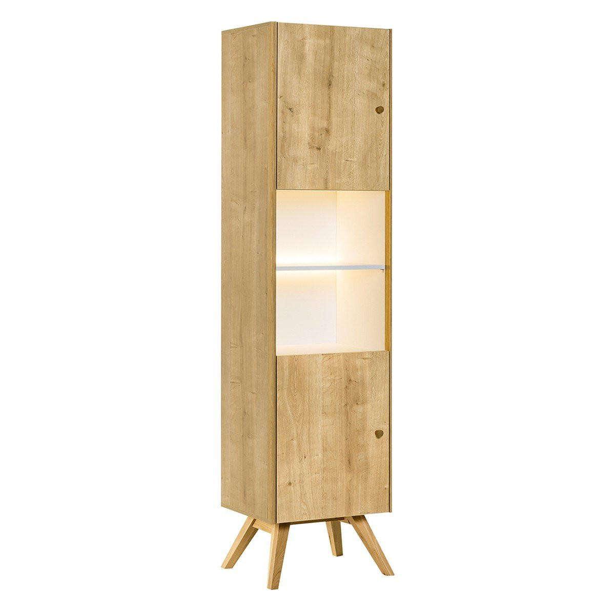 VITRINE 2 Türen mit zentralem Regal H207,5 cm - NATURE - Eichefarben, Holzwerkstoff (40/207.5/50.5cm) - Calicosy