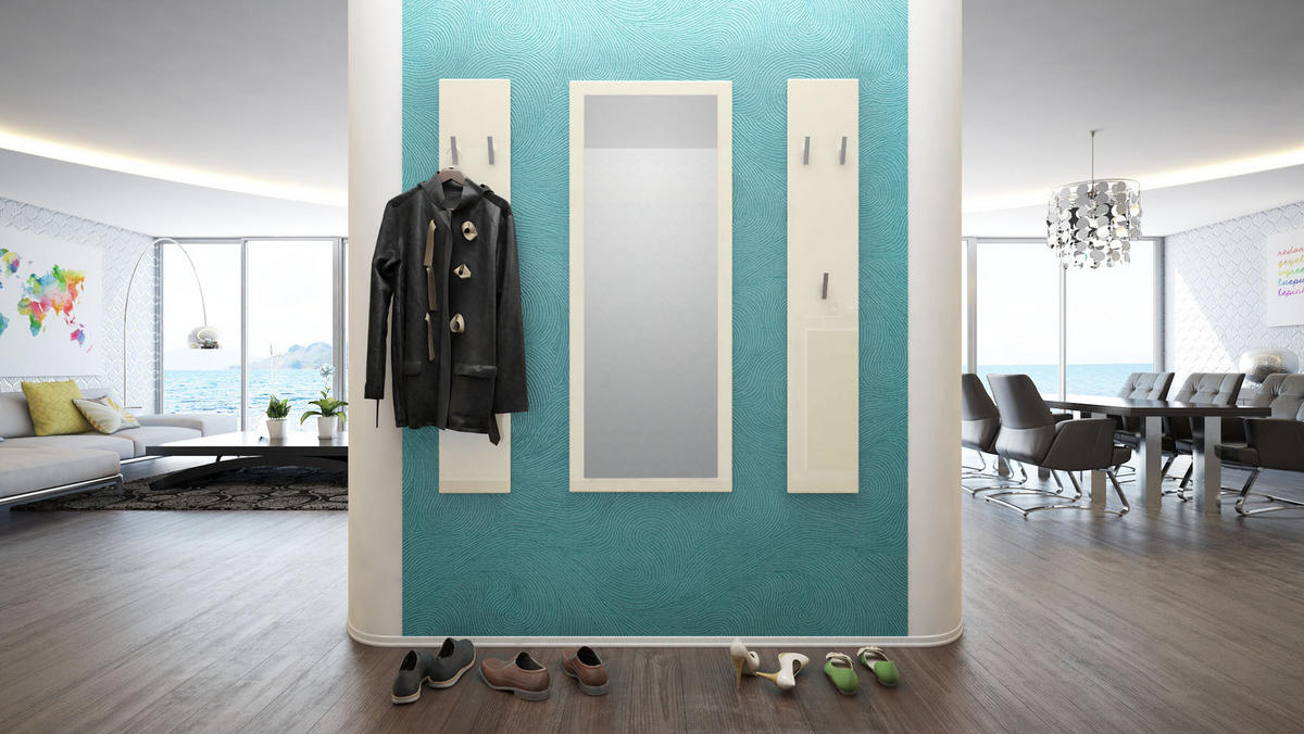 GARDEROBE Spot Creme Hochglanz - Creme, Holzwerkstoff (120/140/2cm) - Vladon