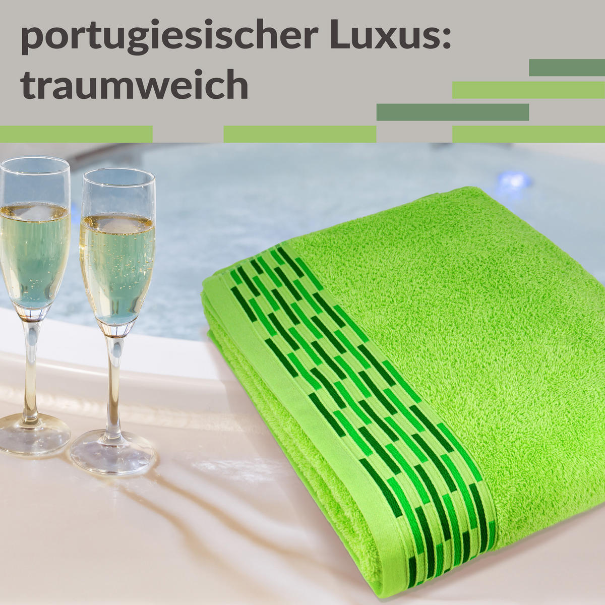 SAUNATUCH Lugano Apfelgrün 80x200 cm - Hellgrün, Textil (80/200cm) - Lashuma