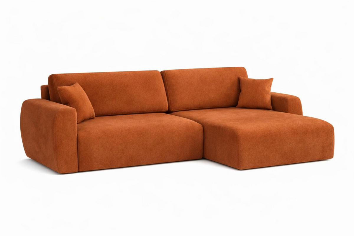 ECKSOFA Mit Schlaffunktion Ariel L, Velours, Stoff Salvador, Braun, Rechts - Braun, Holz (250/142cm) - Kaiser Möbel