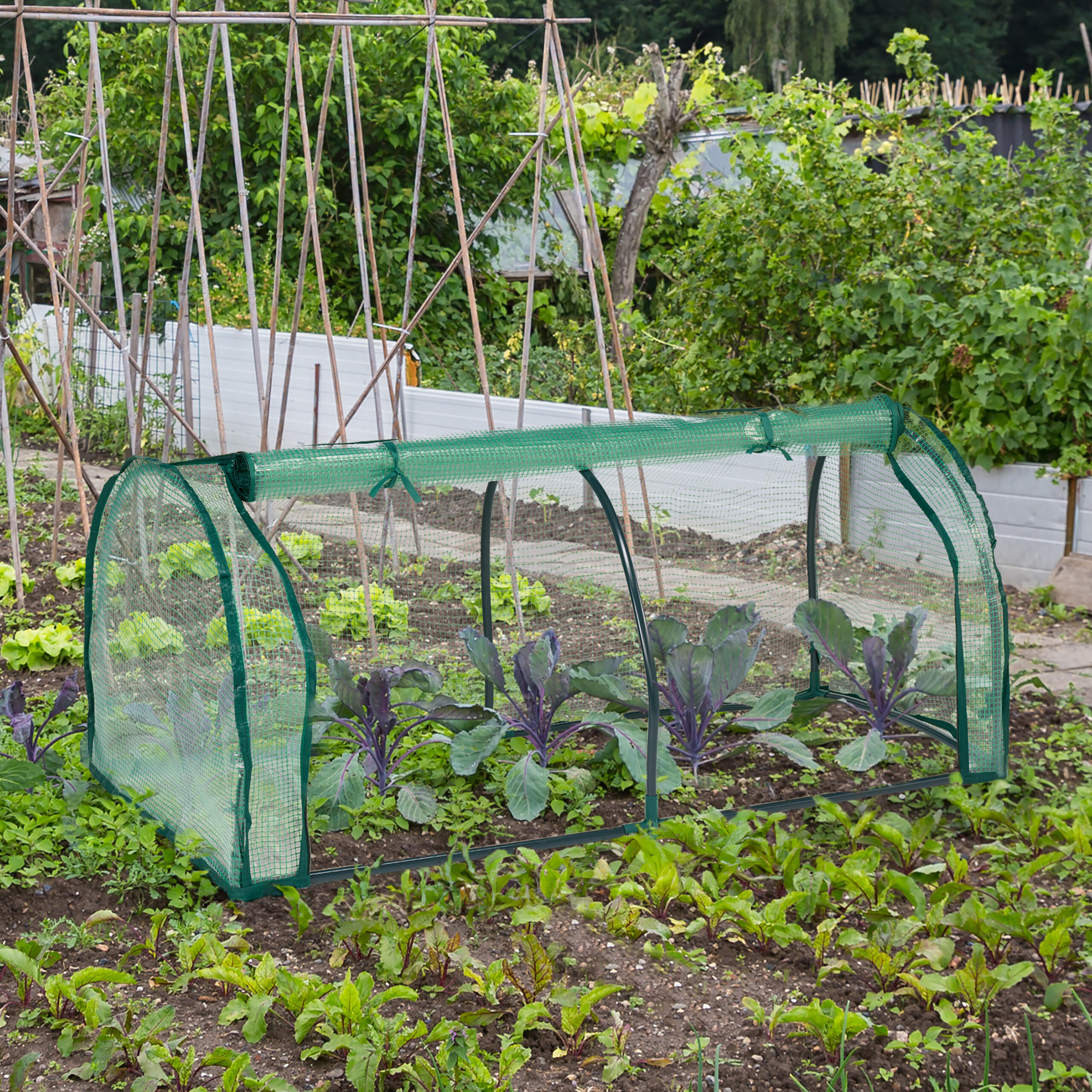 FRÜHBEET - Dunkelgrün, Kunststoff/Metall (128/50/60cm) - Relaxdays