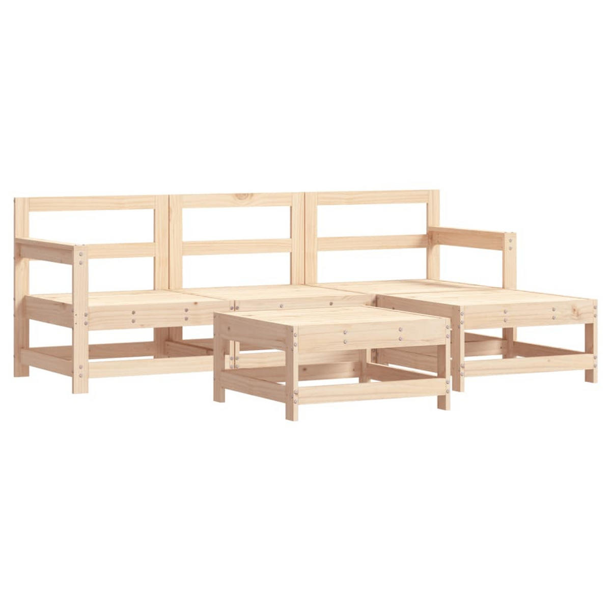 GARTEN-LOUNGE-SET 5-teilig Mit Kissen Massivholz - Braun, Holz - vidaXL