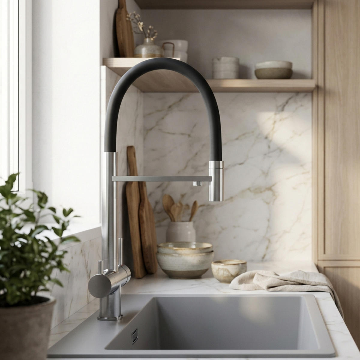 KÜCHENARMATUR Como Chrom - Chromfarben, Metall (25/49/25cm) - Granitan