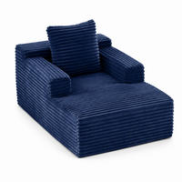 CHAISELONGUE aus Cord Blau ohne Montage - Blau, Kunststoff (81.03/49.78/116.84cm) - Meubliv