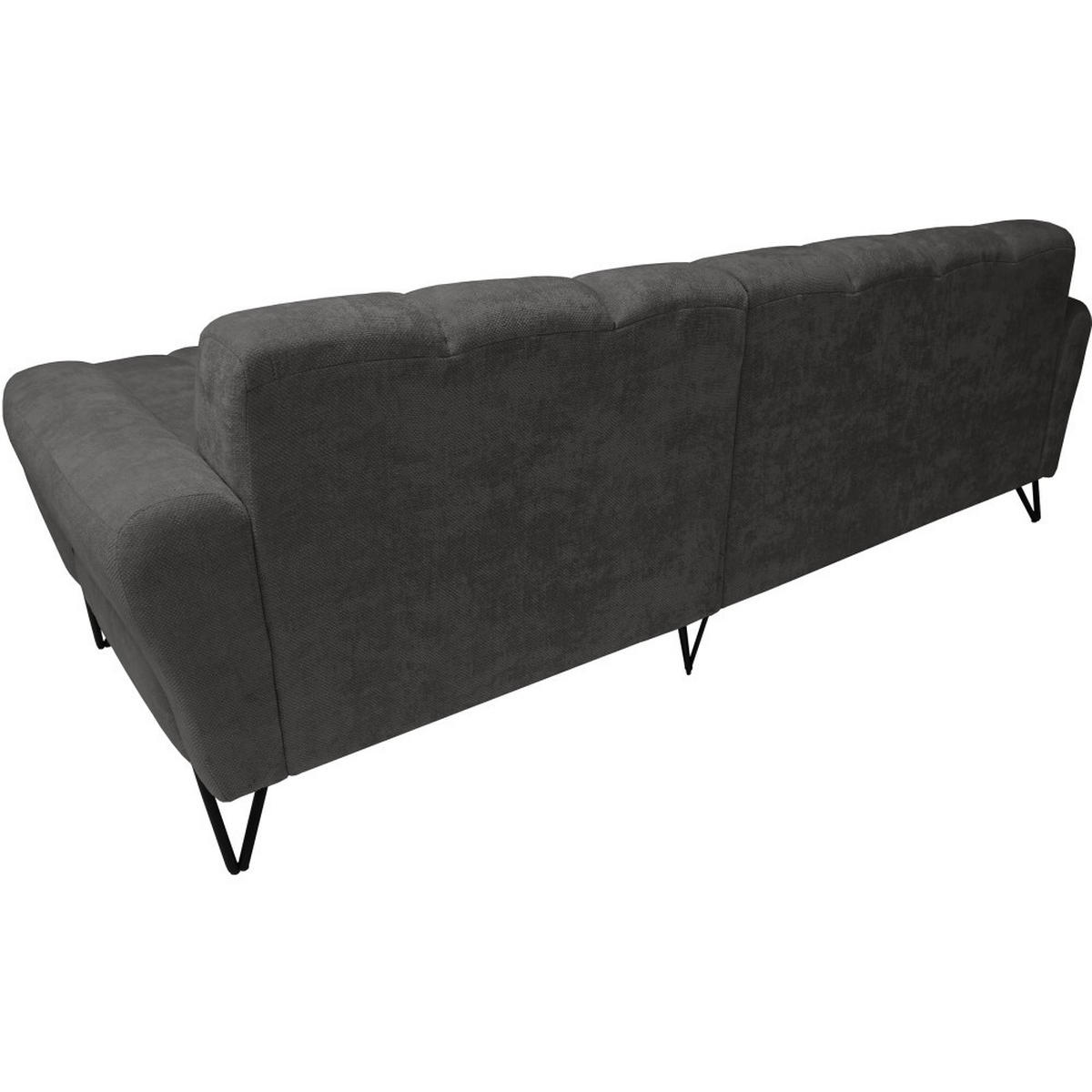 ECKSOFA Volare Mini ohne Schlaffunktion dunkelgrau, rechts, Storm-Stoff - Dunkelgrau/Schwarz, Textil/Metall (256/165cm) - Beautysofa
