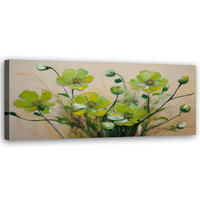 WANDBILD grüne blumen pflanzen zusammensetzung - Grün, Textil (90/30cm) - Feeby