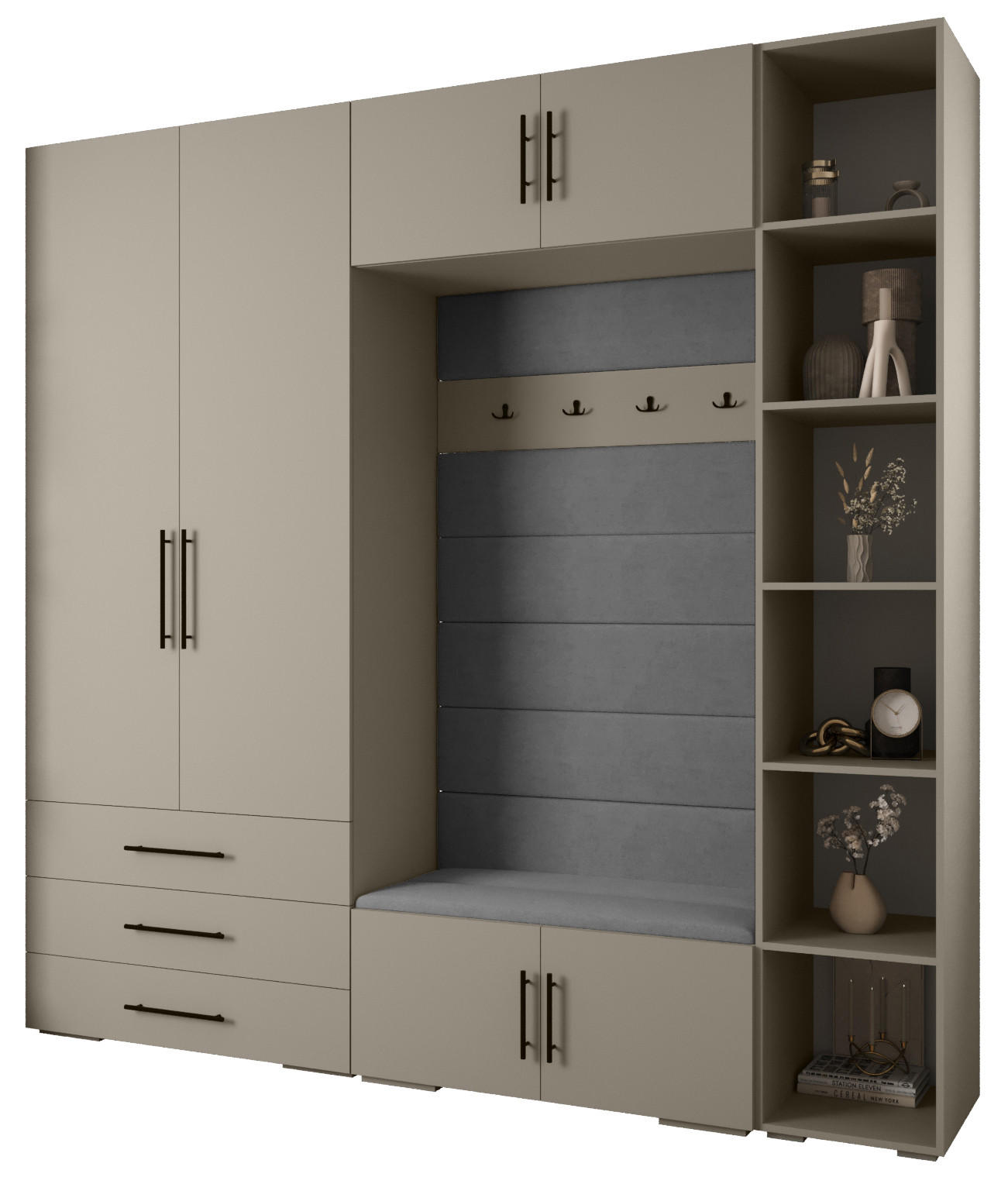 GARDEROBEN-SET 236,7/240/47 - Kaschmir/Schwarz, Holz/Kunststoff (240/236.7/47cm) - Abiks Möbel