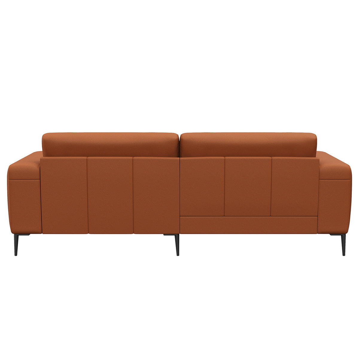 3-SITZER SOFA - Kastanienfarben/Schwarz, Leder/Metall (225/77/88cm) - home24