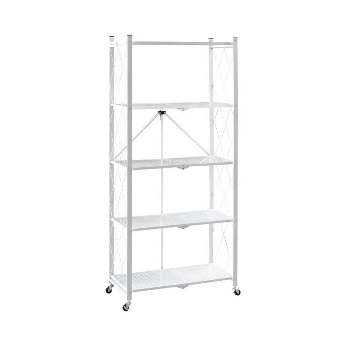 KLAPPREGAL auf Rollen 5 Fachböden Belastbarkeit 250kg 167x72x34 cm Weiß - Weiß, Metall (72/167/34cm) - PROREGAL