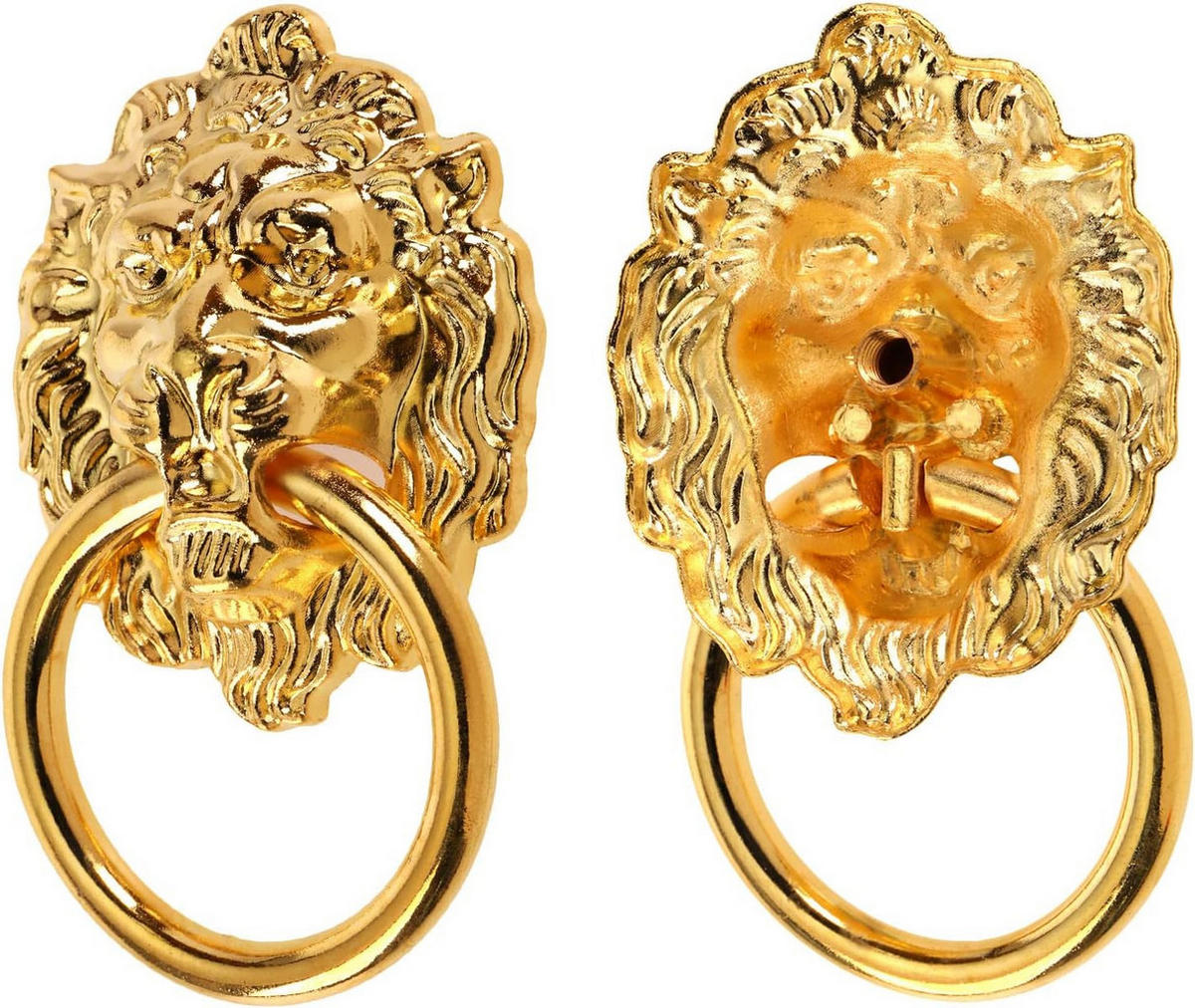 SCHRANKKNOPF Gold Löwenkopf 6er-Set Zinklegierung - Goldfarben, Metall (4.2/3/6.9cm)