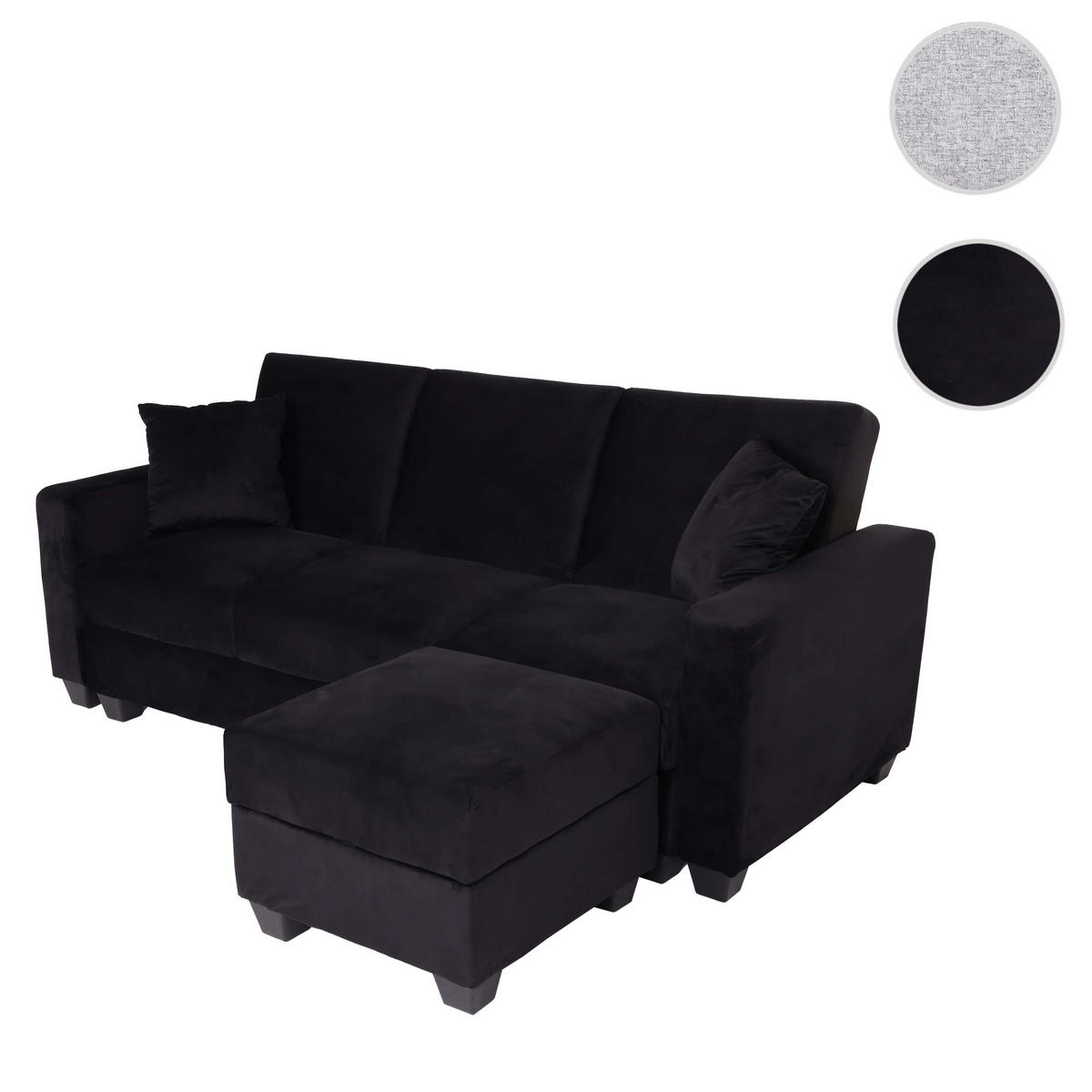 SOFA MIT OTTOMANE Schwarz - Schwarz, Textil (217/145cm) - MCW