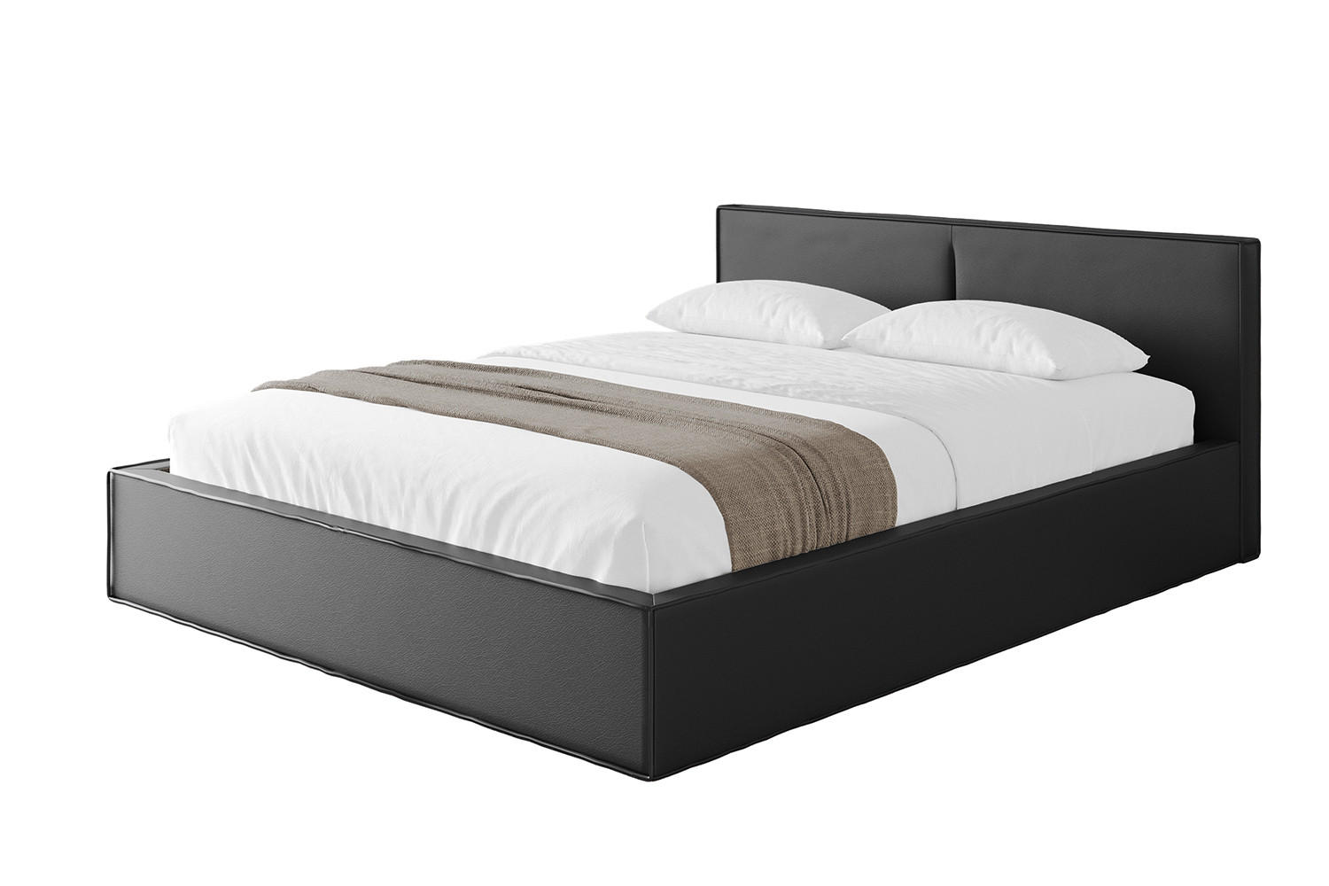 POLSTERBETT mit Bettkasten und Lattenrost, Boxbett ohne Matratze - EMMI-V1 180x200 Schwarz Kunstleder - Schwarz Hochglanz, Holzwerkstoff/Textil (180/200cm) - ALTDECOR