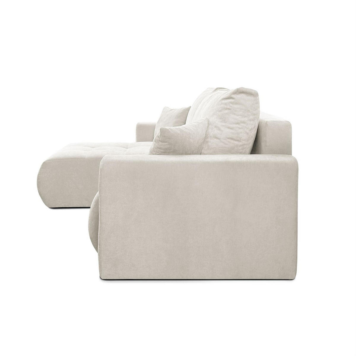 ECKSOFA Gepolstertes CLOUD mit Schlaffunktion und Bettkasten, Wind 02 - Beige, Textil (277/143cm) - Lookway