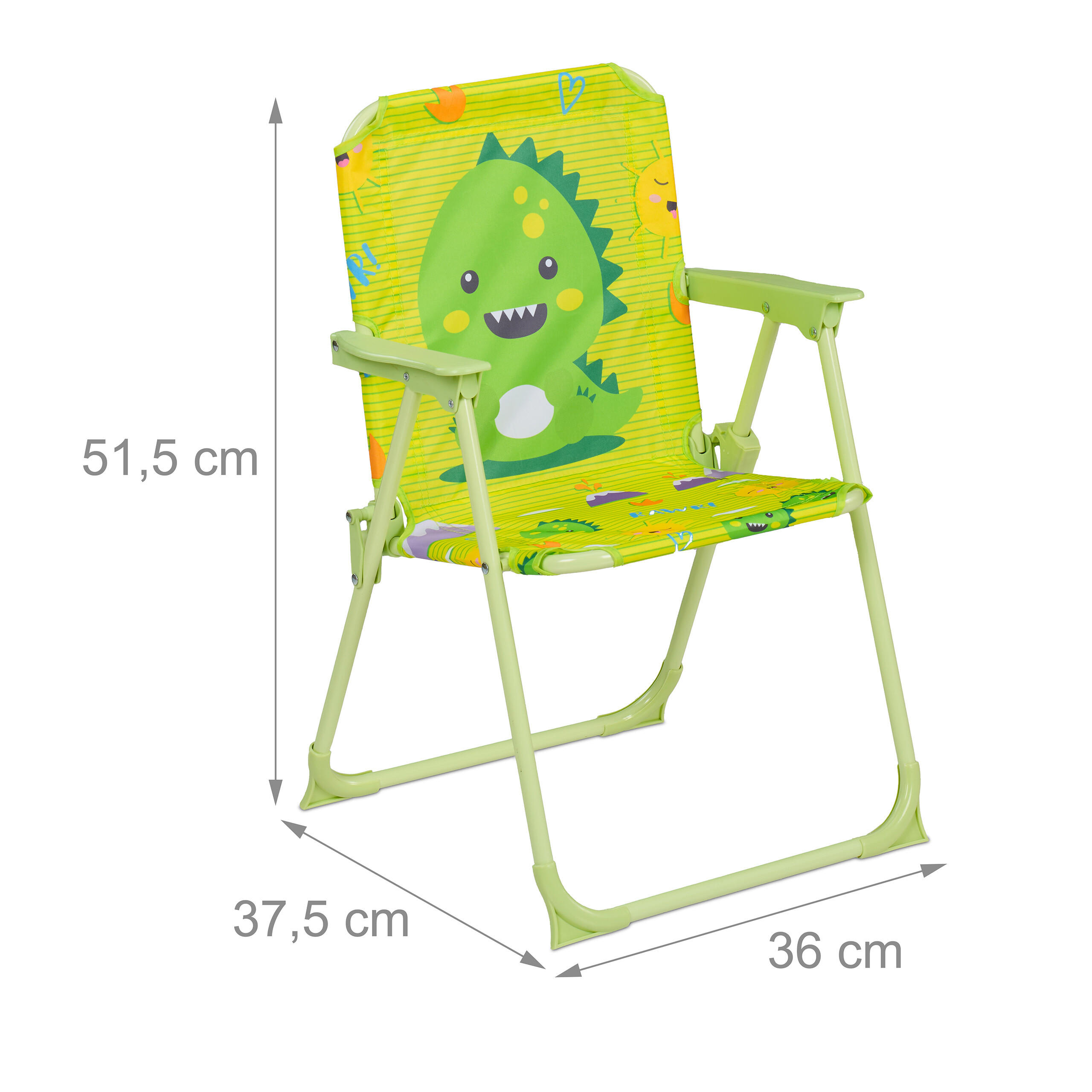 Thumbnail - Relaxdays Kinder-Klappstuhl, Hellgrün, Metall, Textil, 36x51.5x37.5 cm, Kinder- & Jugendzimmer, Kindermöbel, Kindersitzm...