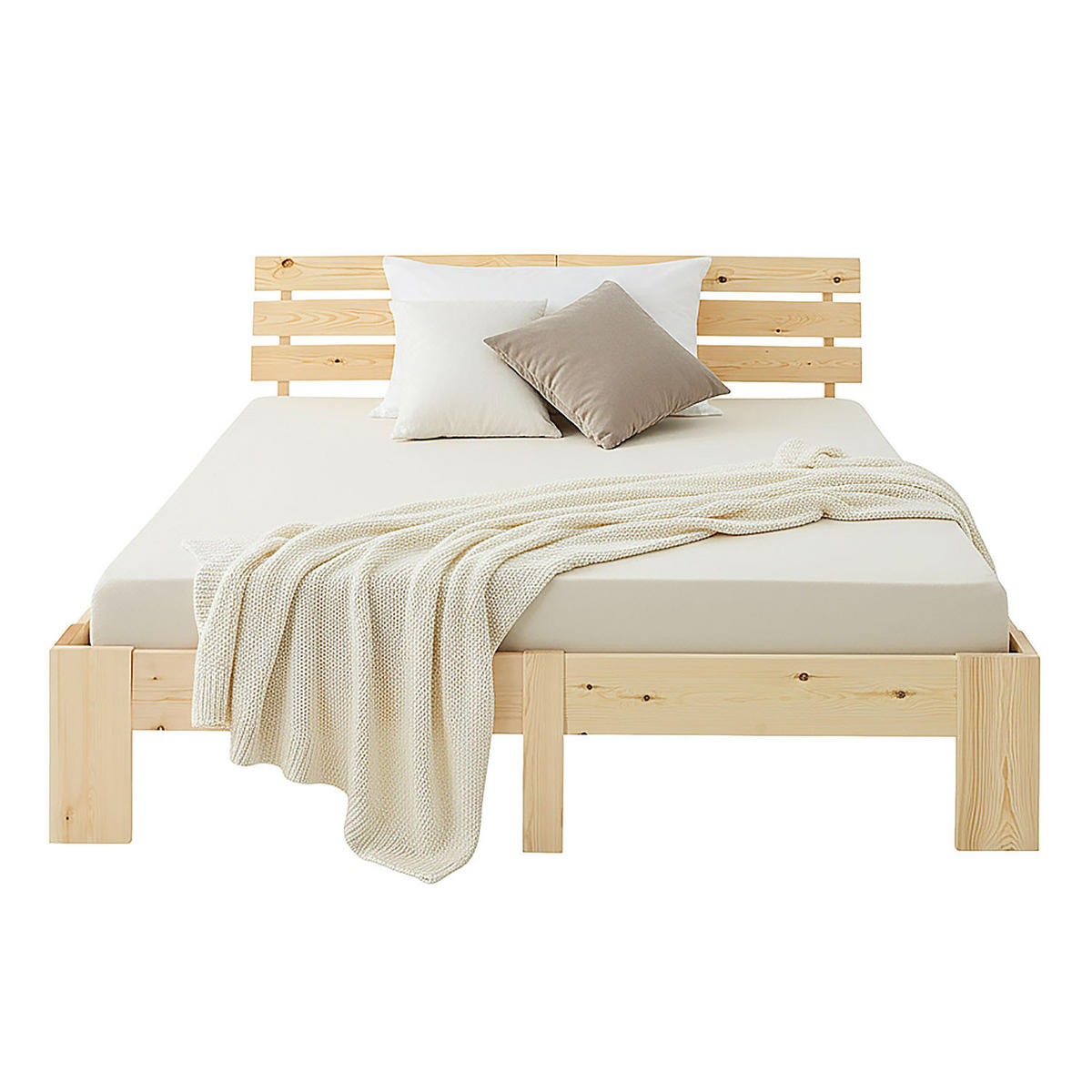 HOLZBETT Natur 180/200 cm Jugendbett mit Federkernmatratze - Naturfarben, Holz (180/200cm) - Homestyle4u