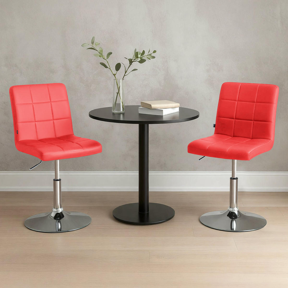 DREHSTUHL Lederlook Rot - Chromfarben/Rot, Textil/Metall (44/81/55cm) - CLP