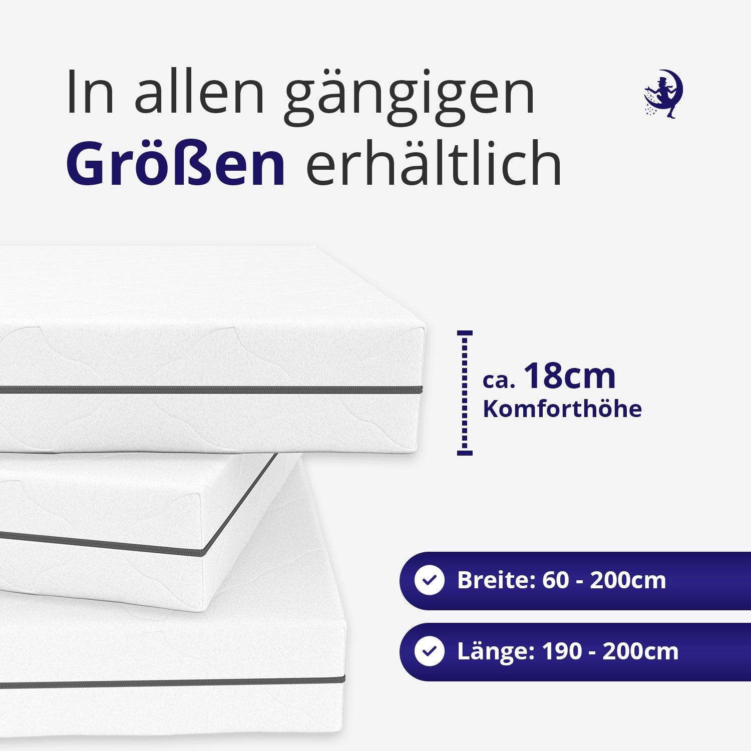 TASCHENFEDERKERNMATRATZE 80x200 21 cm Höhe - Härtegrad H2 H3 - 7 Komfortzonen - Weiß, Textil (80/200cm) - Mister Sandman