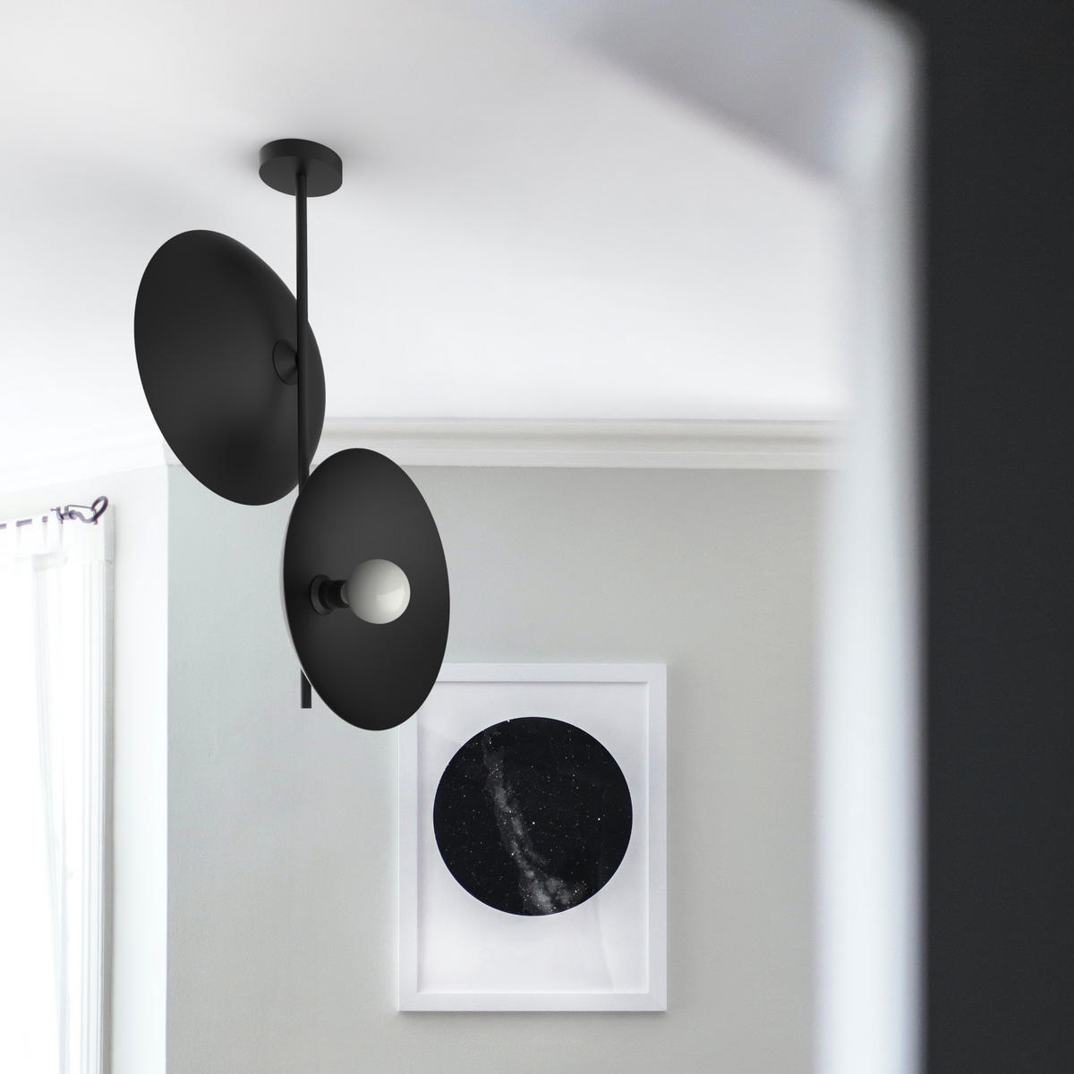 DECKENLEUCHTE - Schwarz, Metall (40/40/83cm) - Lumicom