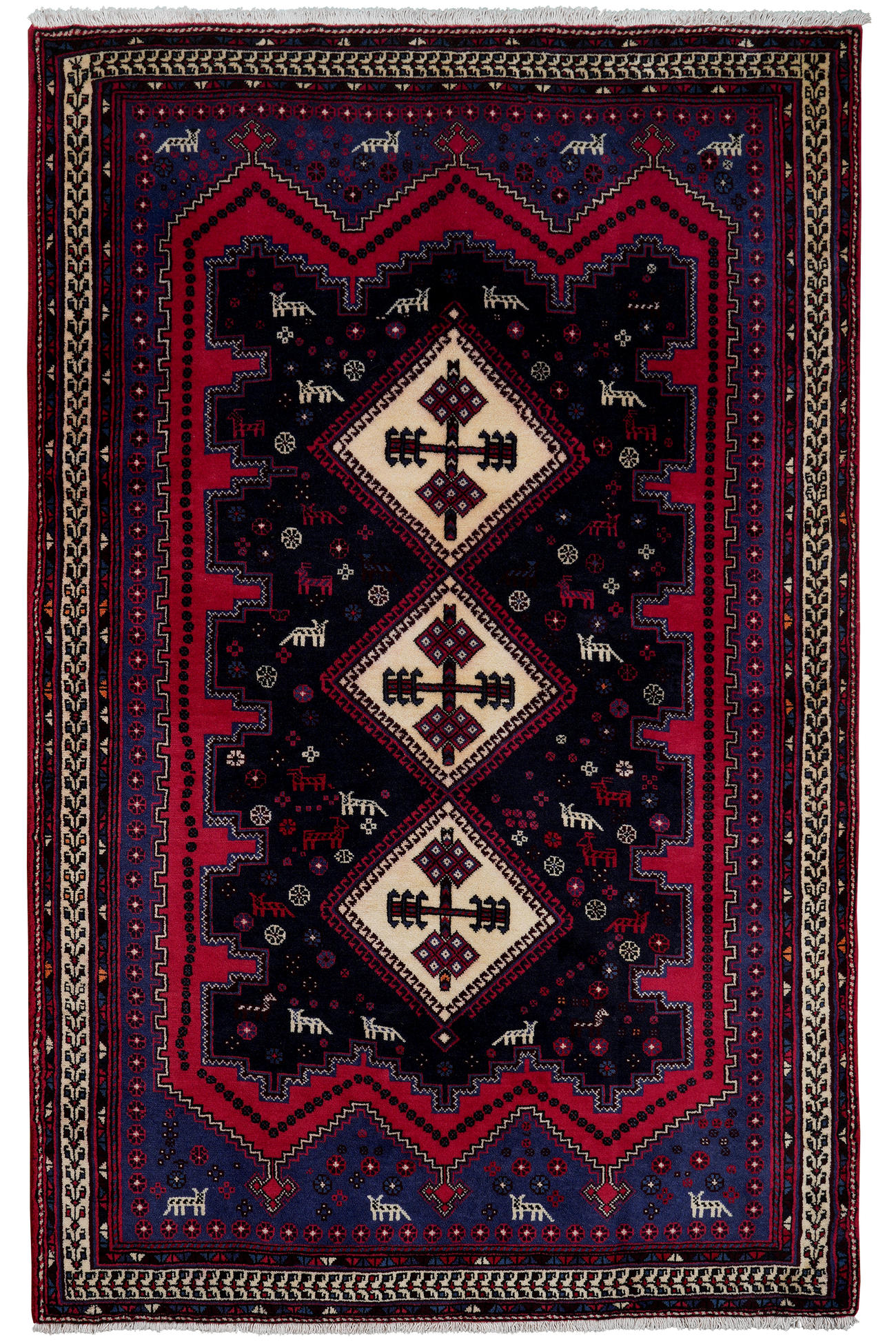 TEPPICH Afshar Blau 208/134 cm Schurwolle - Blau, Textil (134/208cm) - Looma