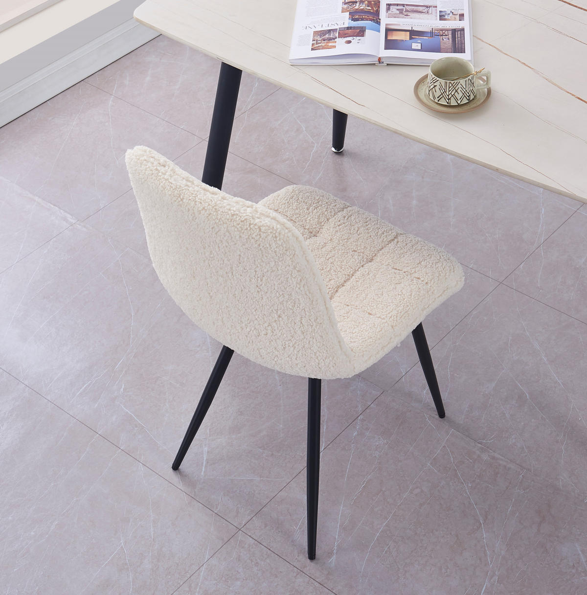 STUHL 2er-Set Wolle Weiß - Weiß, Textil (45/85/55cm) - Nordlys