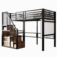 HOCHBETT 90/200 cm Schwarz aus MDF und Metall mit Stauraum - Schwarz, Metall (90/200cm) - OKMYHOME