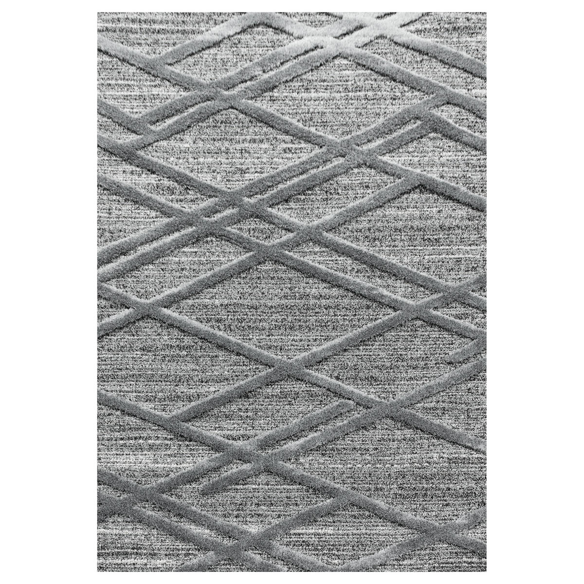TEPPICH Hochflor Hoch-Tief Boho-Muster Polypropylen Wohnzimmer Grau Rechteckig 200x290 - Grau, Textil (200/290cm) - KADIMA DESIGN