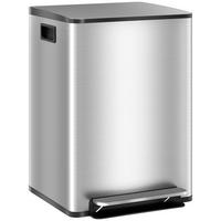 MÜLLTRENNSYSTEM Silber Edelstahl Soft-Close Pedal 2x20L - Silberfarben, Metall (41.8/58/36.7cm) - PANGIVO