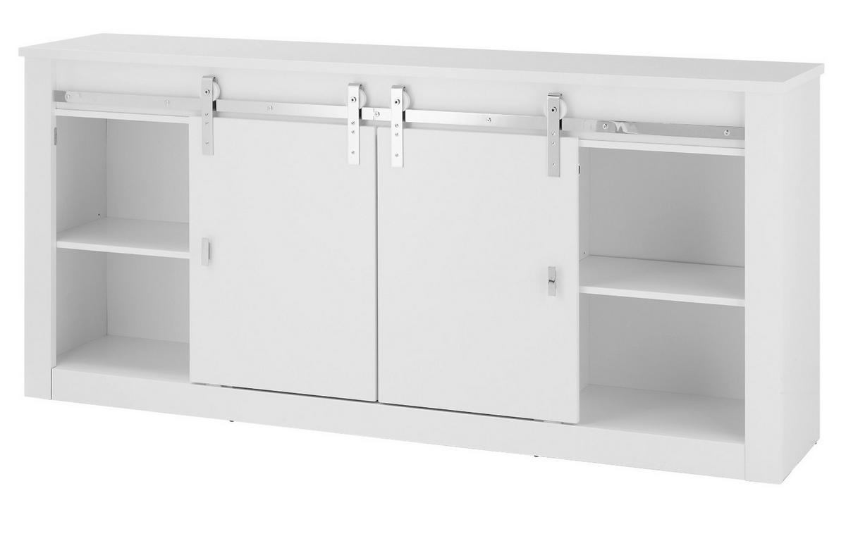 SIDEBOARD weiß Hochglanz 201 x 92 cm, Kommode mit Soft-Close - Chromfarben/Weiß Hochglanz, Holzwerkstoff/Kunststoff (201/92/43cm) - Furn.Design