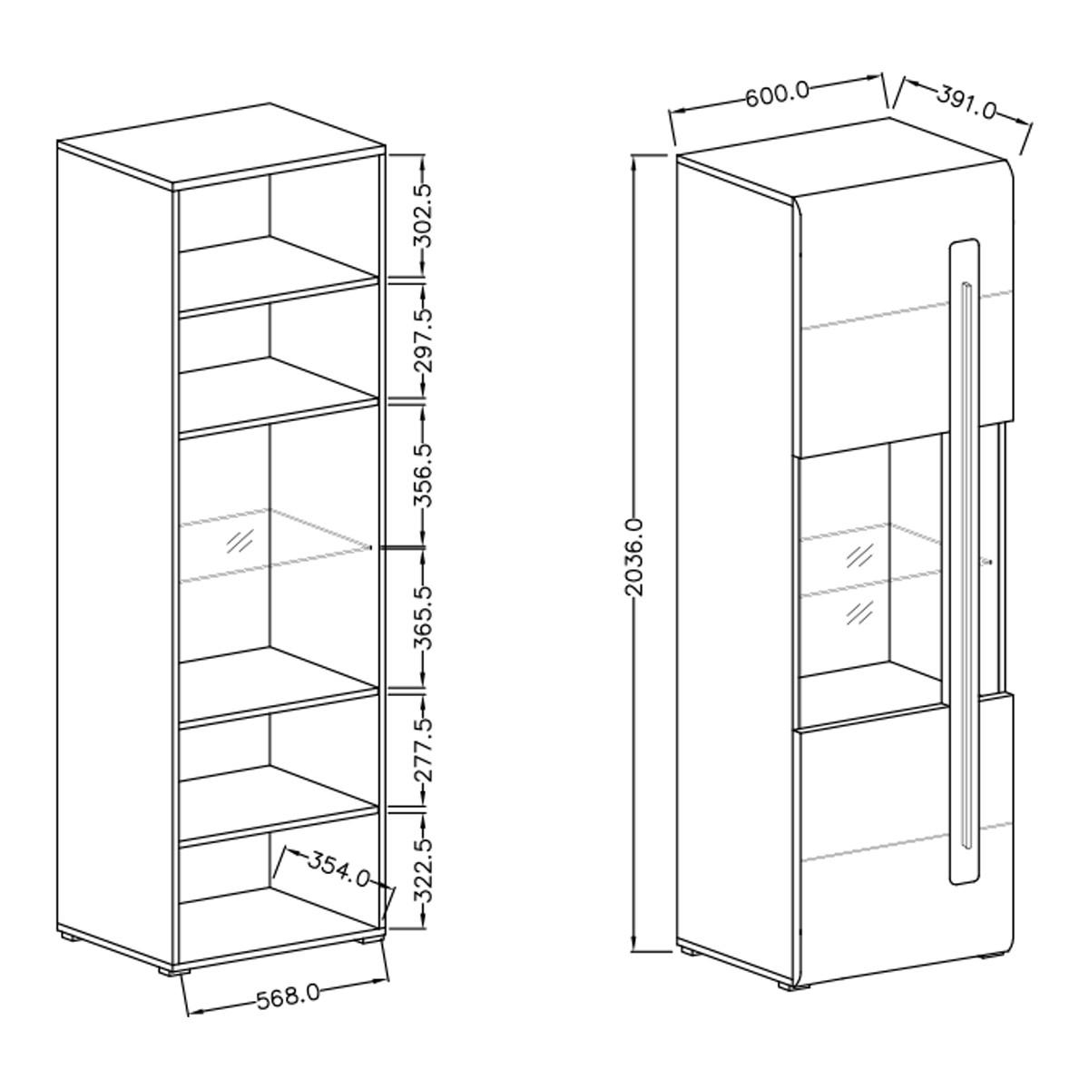 VITRÍNA Louis Bílá - bílá, kompozitní dřevo (60/204/39cm) - Petits-meubles