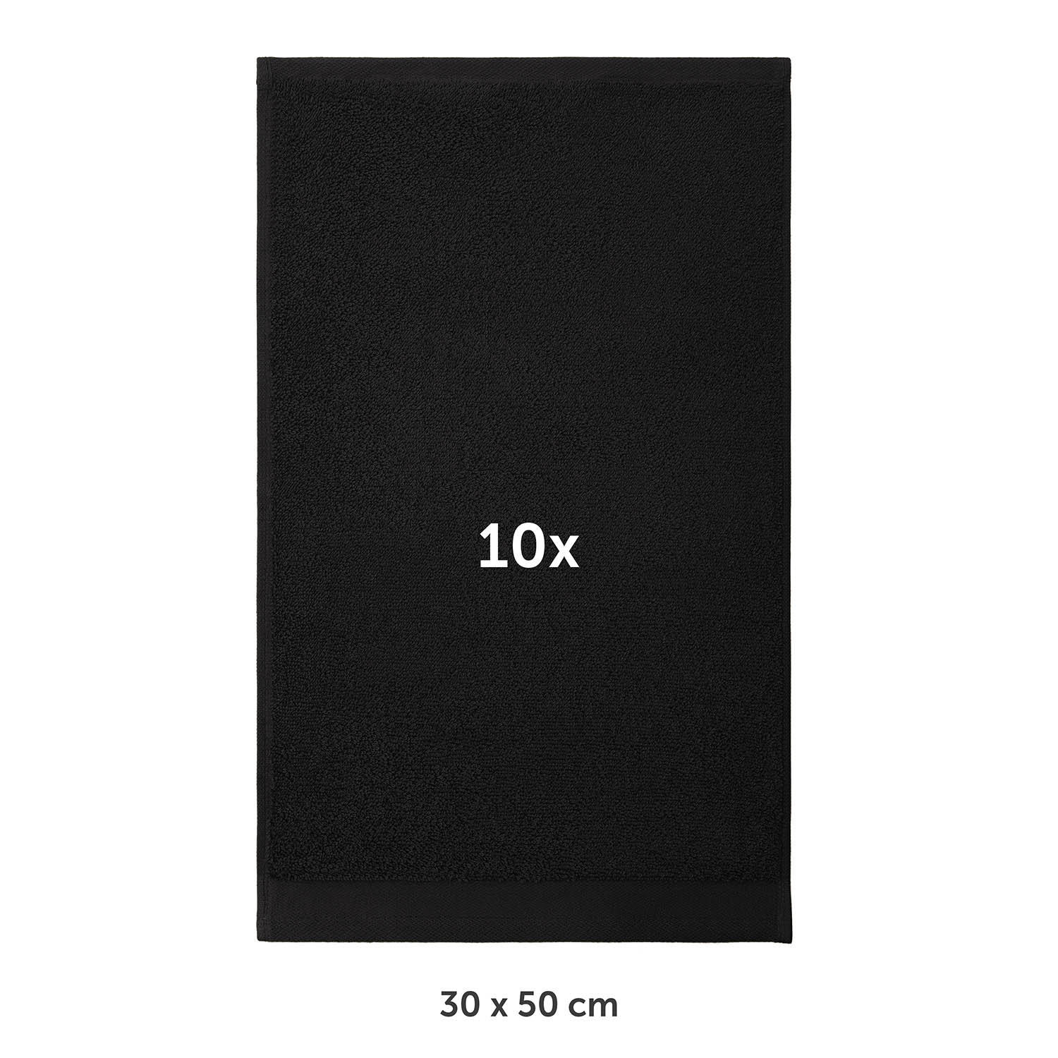 GÄSTETUCH 10er-Set, 10x Gästetuch 30/30 cm, Schwarz - Schwarz, Textil (30/30cm) - Blumtal