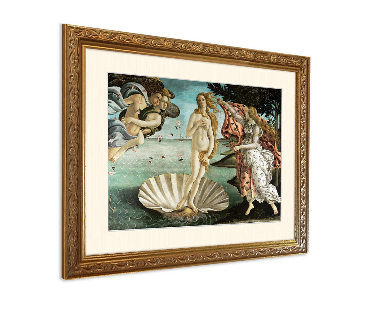 BILD gerahmt 63x53 cm Sandro Botticelli "Die Geburt der Venus" - Gelb, Holz (63/53cm) - artissimo