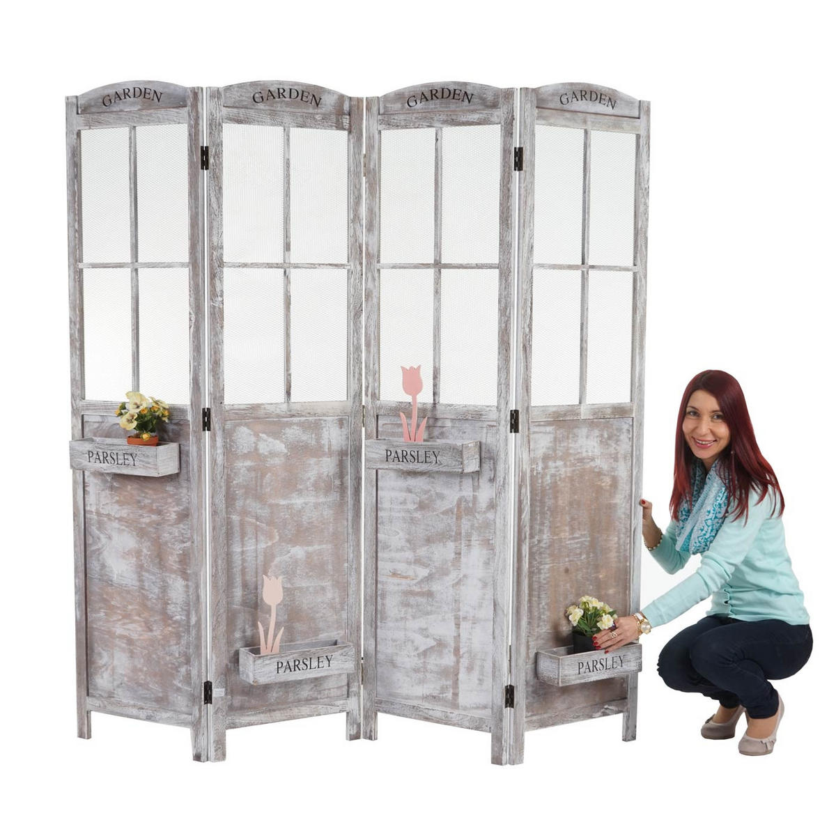 PARAVENT Grau, Braun - Braun/Grau, Holz (180/170/22cm) - MCW