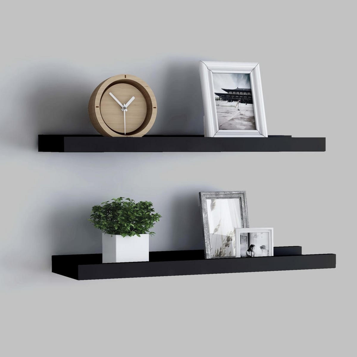 BILDERLEISTEN 2 Stk. Schwarz 40x9x3 cm MDF - Schwarz, Holzwerkstoff (9/3/9cm) - furnicato