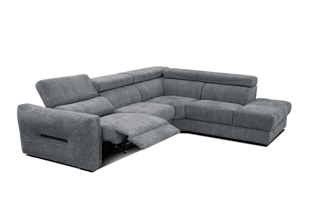 ECKSOFA CALVERA 5-Sitzer mit 1 Relaxfunktion, grau - Grau, Holzwerkstoff/Textil (297/239cm) - Courtois Laville