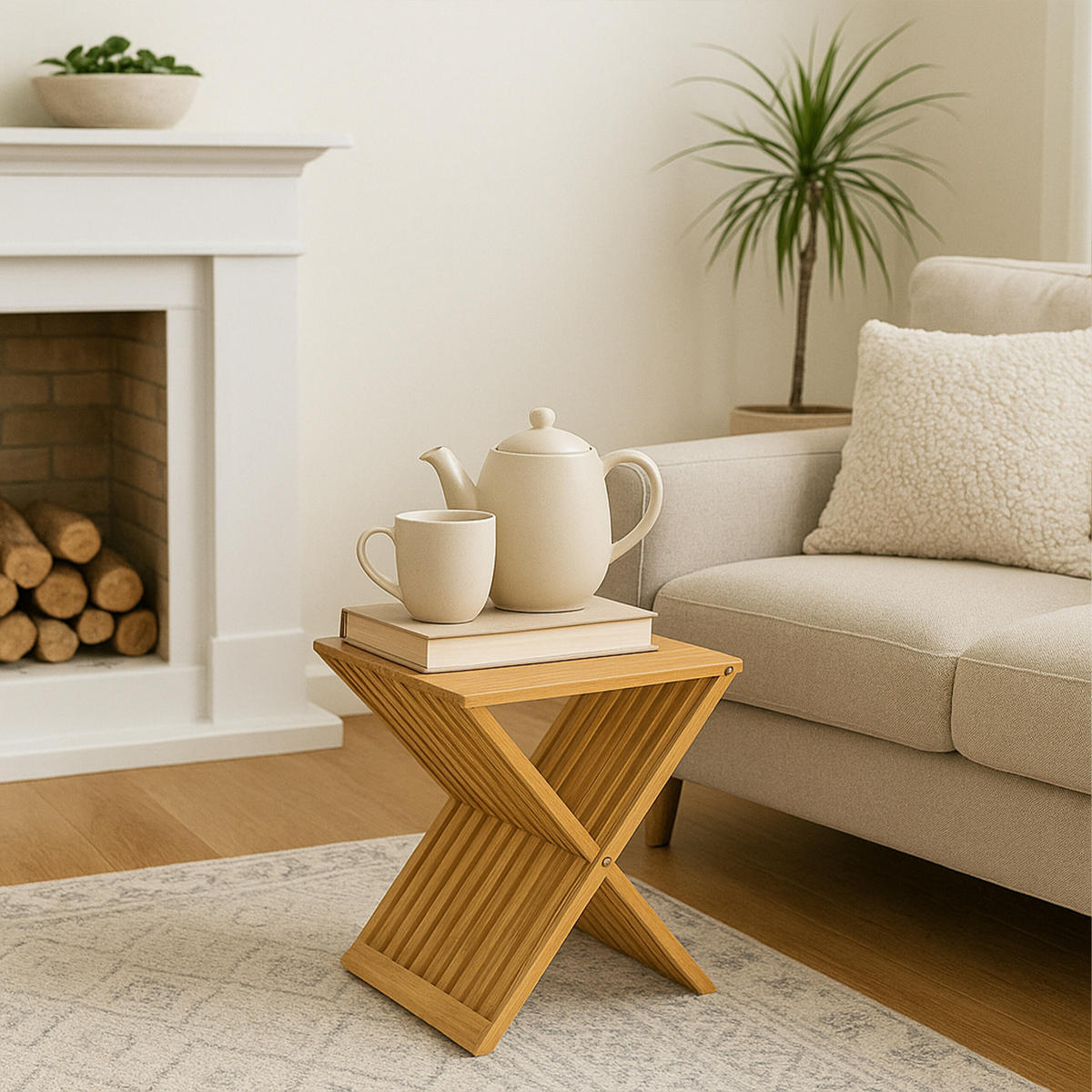 PFLANZENHOCKER - Hellbraun, Holz (40/44/33cm) - Relaxdays