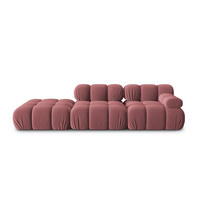 MODULARES-SOFA links Bellis aus Samt rosa 4 Sitzplätze - Pink, Textil (94/63/282cm) - Micadoni